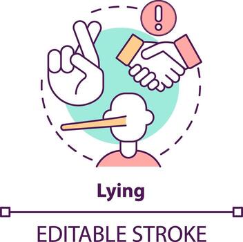 Lying concept icon. Unethical organizational behavior abstract idea thin line illustration. Morally wrong action. Isolated outline drawing. Editable stroke vector