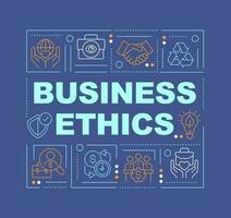 Ethical culture in organization word concepts dark blue banner. Infographics with editable icons on color background. Isolated typography. Vector illustration with text