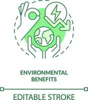 Environmental benefits green concept icon. Energy efficiency benefit abstract idea thin line illustration. Isolated outline drawing. Editable stroke vector