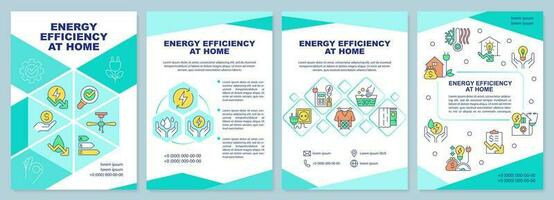 Energy efficiency at home brochure template. Leaflet design with linear icons. Editable 4 vector layouts for presentation, annual reports