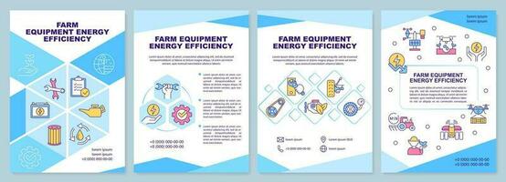 Farm equipment energy efficiency brochure template. Leaflet design with linear icons. Editable 4 vector layouts for presentation, annual reports