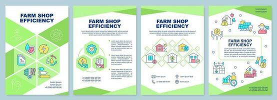 Farm shop efficiency green brochure template. Leaflet design with linear icons. Editable 4 vector layouts for presentation, annual reports