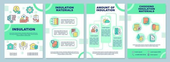 Building insulation brochure template. Thermal management. Leaflet design with linear icons. Editable 4 vector layouts for presentation, annual reports