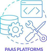 paas plataformas azul degradado concepto icono. plataforma como servicio. tipo de comercio electrónico plataforma resumen idea Delgado línea ilustración. aislado contorno dibujo vector