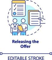 Releasing offer concept icon. Employee recruitment. Onboarding process abstract idea thin line illustration. Isolated outline drawing. Editable stroke vector