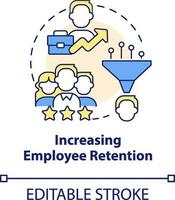 Increasing employee retention concept icon. Successful career. Onboarding challenge abstract idea thin line illustration. Isolated outline drawing. Editable stroke vector