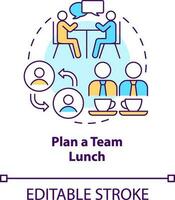 Plan team lunch concept icon. Communication. Developing onboarding process abstract idea thin line illustration. Isolated outline drawing. Editable stroke vector