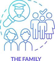 Family blue gradient concept icon. Asking about student mental health abstract idea thin line illustration. Caregivers and friends role. Isolated outline drawing vector