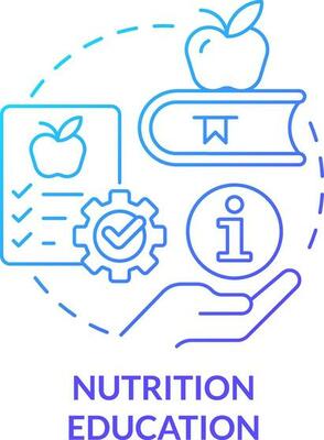 Nutrition education blue gradient concept icon. School lunch participation abstract idea thin line illustration. Healthy eating plan. Isolated outline drawing