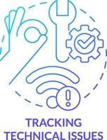 Tracking technical issues blue gradient concept icon. Digital learning stress abstract idea thin line illustration. Stabilize network signal. Isolated outline drawing vector