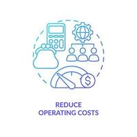 Reduce operating costs blue gradient concept icon. Outsourcing benefit for business process abstract idea thin line illustration. Savings. Isolated outline drawing vector