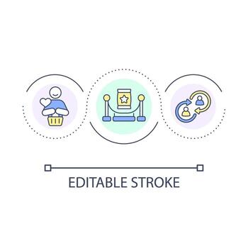 hospedaje evento para leal clientes lazo concepto icono. exclusivo obsequios redes espacio resumen idea Delgado línea ilustración. aislado contorno dibujo. editable carrera vector