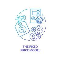Fixed price model blue gradient concept icon. Outsourcing contract type abstract idea thin line illustration. Established deadline and budget. Isolated outline drawing vector