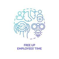 Free up employees time blue gradient concept icon. Outsourcing service advantage abstract idea thin line illustration. Balanced workload. Isolated outline drawing vector