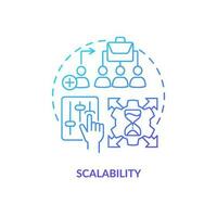 Scalability blue gradient concept icon. Outstaffing advantage for business abstract idea thin line illustration. Demand for new workers. Isolated outline drawing vector