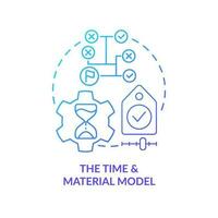 Time and material model blue gradient concept icon. Outsourcing contract type abstract idea thin line illustration. Hourly labor costs. Isolated outline drawing vector