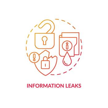 Information leaks red gradient concept icon. Outstaffing drawback abstract idea thin line illustration. Poor confidential data security. Isolated outline drawing vector