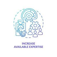 Increase available expertise blue gradient concept icon. Small business outsourcing reason abstract idea thin line illustration. Employee talents. Isolated outline drawing vector