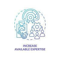 Increase available expertise blue gradient concept icon. Small business outsourcing reason abstract idea thin line illustration. Employee talents. Isolated outline drawing vector