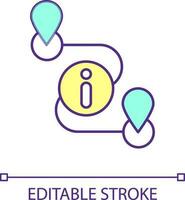 Plan route RGB color icon. Inform of your route. Destination point and course. Travelling by car. Isolated vector illustration. Simple filled line drawing. Editable stroke