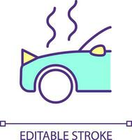 Overheated car RGB color icon. Car accident. Motor breakdown. Automotive problem. Troubleshooting. Isolated vector illustration. Simple filled line drawing. Editable stroke