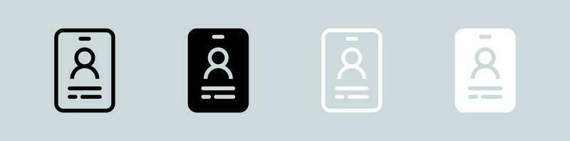 Identity icon set in black and white. User signs vector illustration.