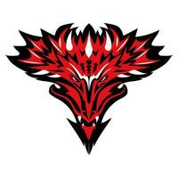 Red white black dragon head. vector