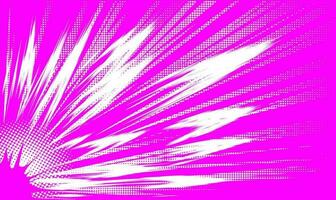 Explosion and dynamic lines of movement on a pink background with a halftone effect. vector