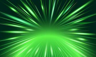 Green glowing lines and rays of strong energy. vector