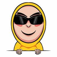 The smiling and wearing sunglasses means expressing confident, carefree, cool and cool feelings vector