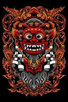 Illustration of Barong red images to be printed onto hoodies, t-shirts and stickers vector