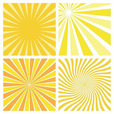 Illustration set of yellow orange abstract sun rays