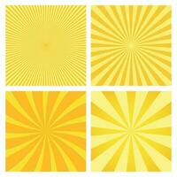 Illustration set of yellow orange abstract sun rays vector