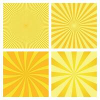 Illustration set of yellow orange abstract sun rays vector