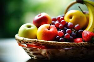 valores foto de mezcla Fruta en el cesta editorial comida fotografía generativo ai