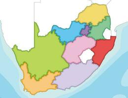 Vector illustrated blank map of South Africa with provinces and administrative divisions, and neighbouring countries. Editable and clearly labeled layers.