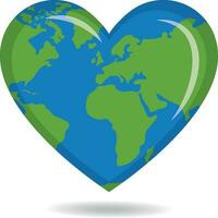 Planet Earth heart shape symbol Vector Illustration