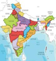 vector ilustrado mapa de India con estados y territorios y administrativo divisiones, y vecino países. editable y claramente etiquetado capas.