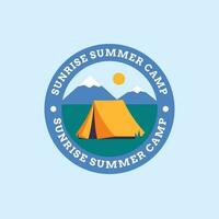 Hand drawn summer camp badge logo template vector