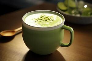 cup hot matcha Profesional advertising Food Photography AI Generated photo