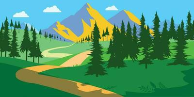 Mountain green field alpine landscape nature vector