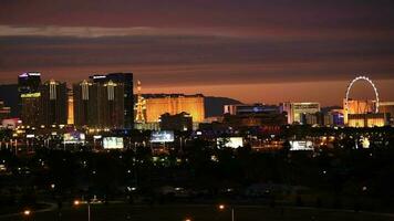 kleurrijk vegas strip panorama. stad van las vegas, Nevada, Verenigde staten van Amerika. november 9, 2017. video