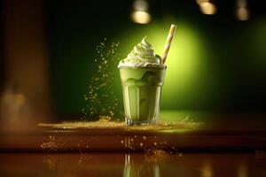 iced matcha green tea foam Profesional advertising Food Photography AI Generated photo