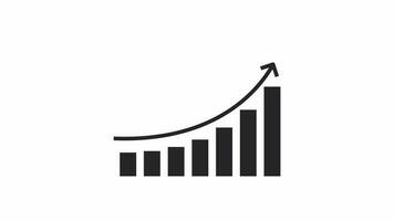 infographic tillväxt bw 2d objekt animation. öka försäljning i företag översikt tecknad serie 4k video, alfa kanal. investering. stigande upp pil på Diagram Graf animerad ikon på vit bakgrund video