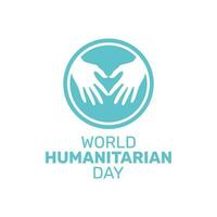 World Humanitarian Day with two hands forming a heart in a flat design vector