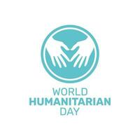 World Humanitarian Day with two hands forming a heart in a flat design vector