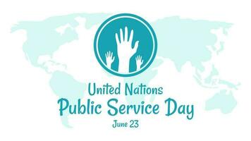 United Nations Public Service Day with hand icon and world map background in flat design vector