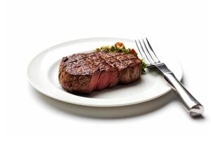 stock photo of wagyu beef steak Roast in plate with knife and fork food photography