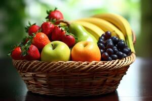 valores foto de mezcla Fruta en el cesta editorial comida fotografía generativo ai