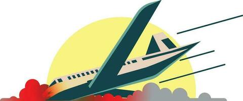 plane crash concept vector illustration , aircraft crashing , airplane on fire , aircraft falling out of sky vector image